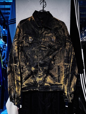 vintage skull all over pattern design denim jacket