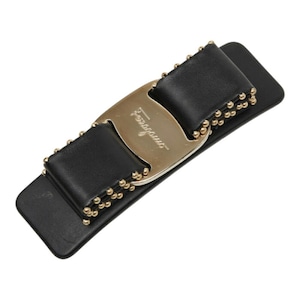 サルヴァトーレフェラガモ ヴァラリボン バレッタ ブラック レザー レディース Salvatore Ferragamo 中古