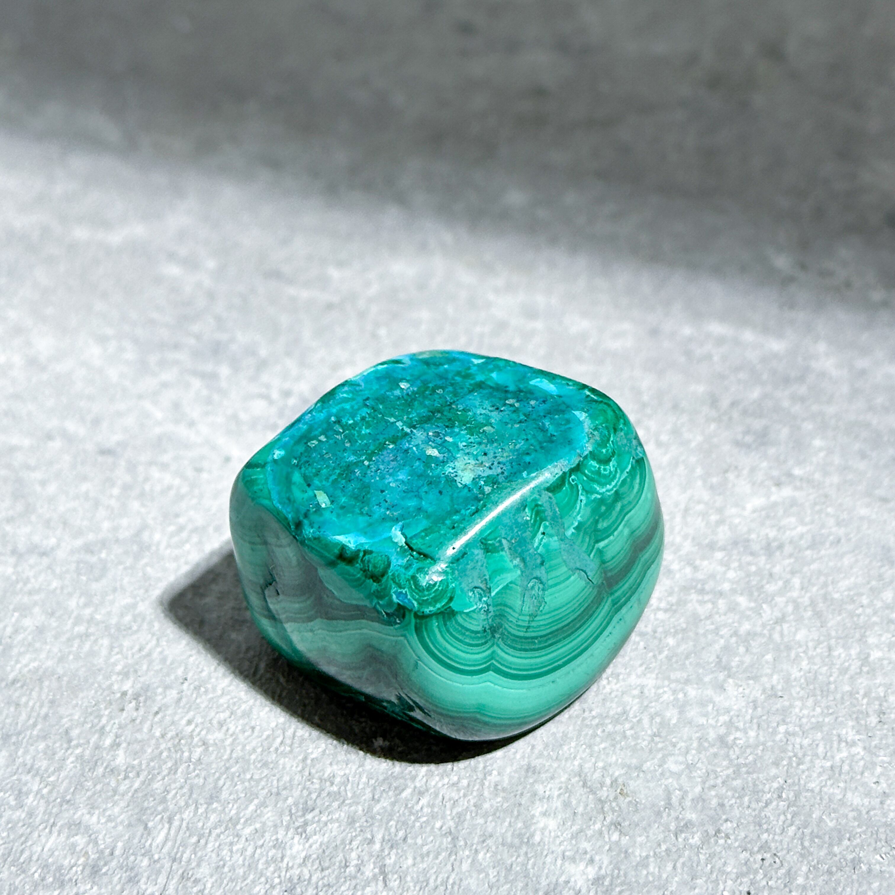 マラカイト with クリソコラ（マラコラ） タンブル13◇ Malachite with