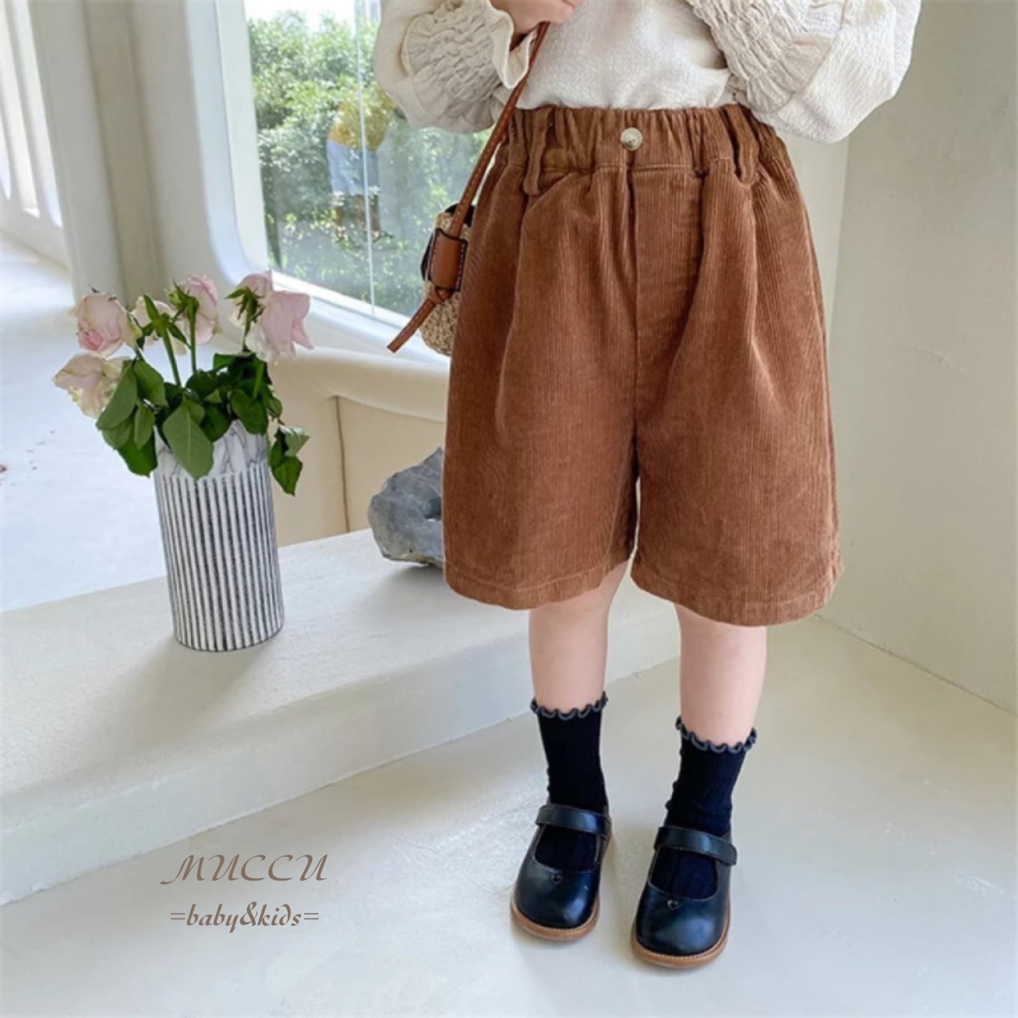 送料無料！ 【予約販売】おしゃれ♪ コーデュロイ ハーフパンツ 80cm