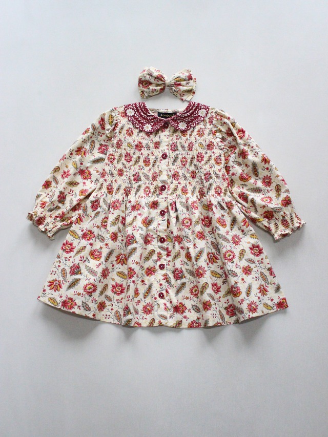 BONJOUR DIARY  Tunique with hair clip Aline print 2-6y　