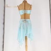 社交ダンス 衣装 ジャンティ gentil ラテン ドレス ワンピース 水色 デモ 競技 ダンス パーティ 発表会 ブルー系 レース 日本製 ラテンダンス おしゃれ 衣装 女性用 スカート 大人用 ダンス衣装 競技会 フォーマル パステルカラー かわいいデザイン