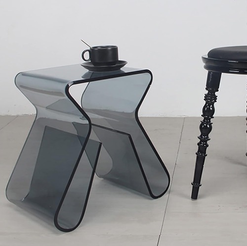 サイドテーブル アクリル製 小型テーブル ベッドサイドキャビネット クリアエンドテーブル ミニマリスト ナイトスタンド リビングルーム バスルーム 寝室用 グレー