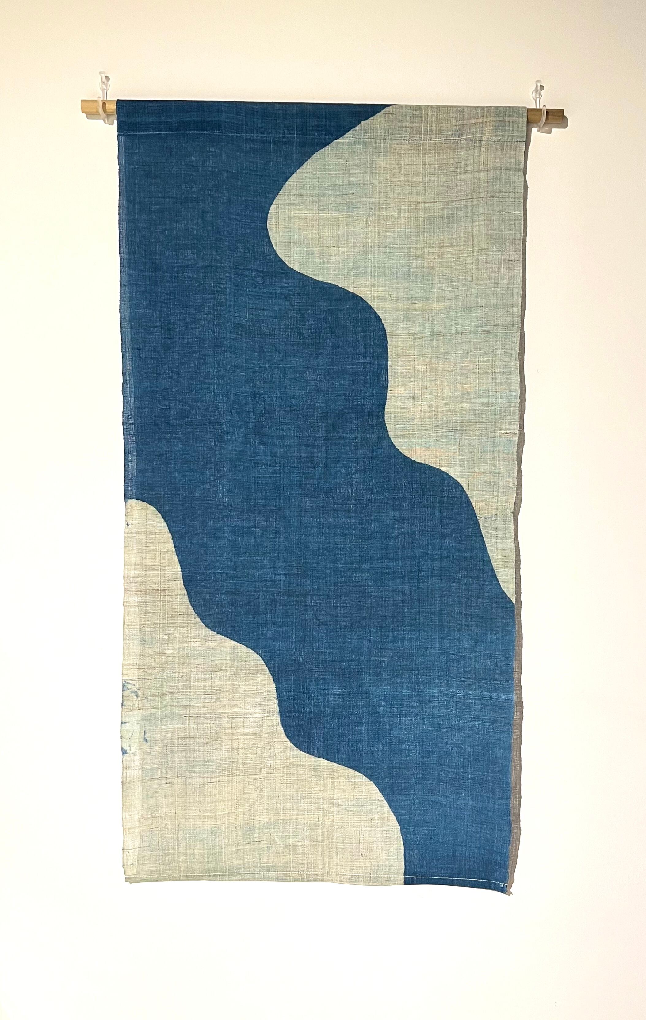 本藍染　荒織　麻　のれん 本藍染荒織麻のれん