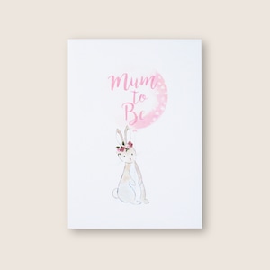 【グリーティングカード】Mum to be Card with cute bunny and balloon