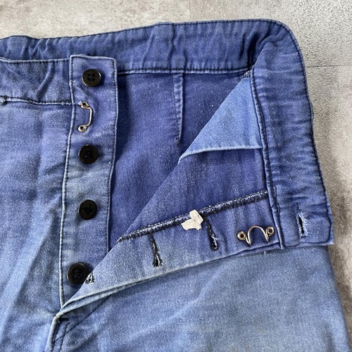 60s- フレンチワーク モールスキン ブルー パンツ W33 詳細写真8