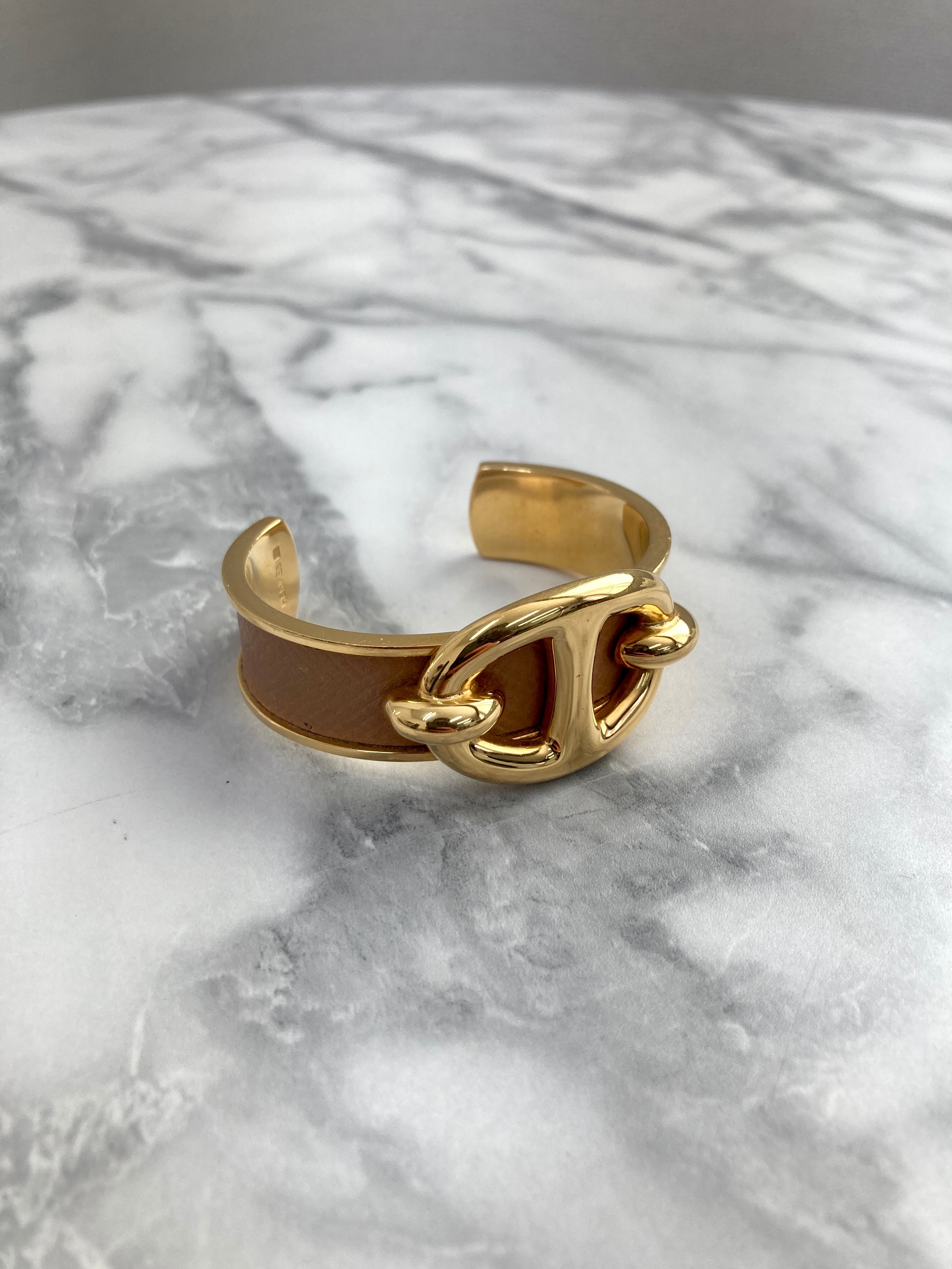 HERMES エルメス シェーヌダンクル バングル キャメル Vintage