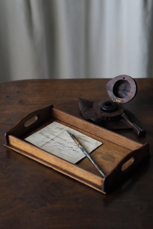 小さな長方形木製トレイ-antique rectangle wood tray