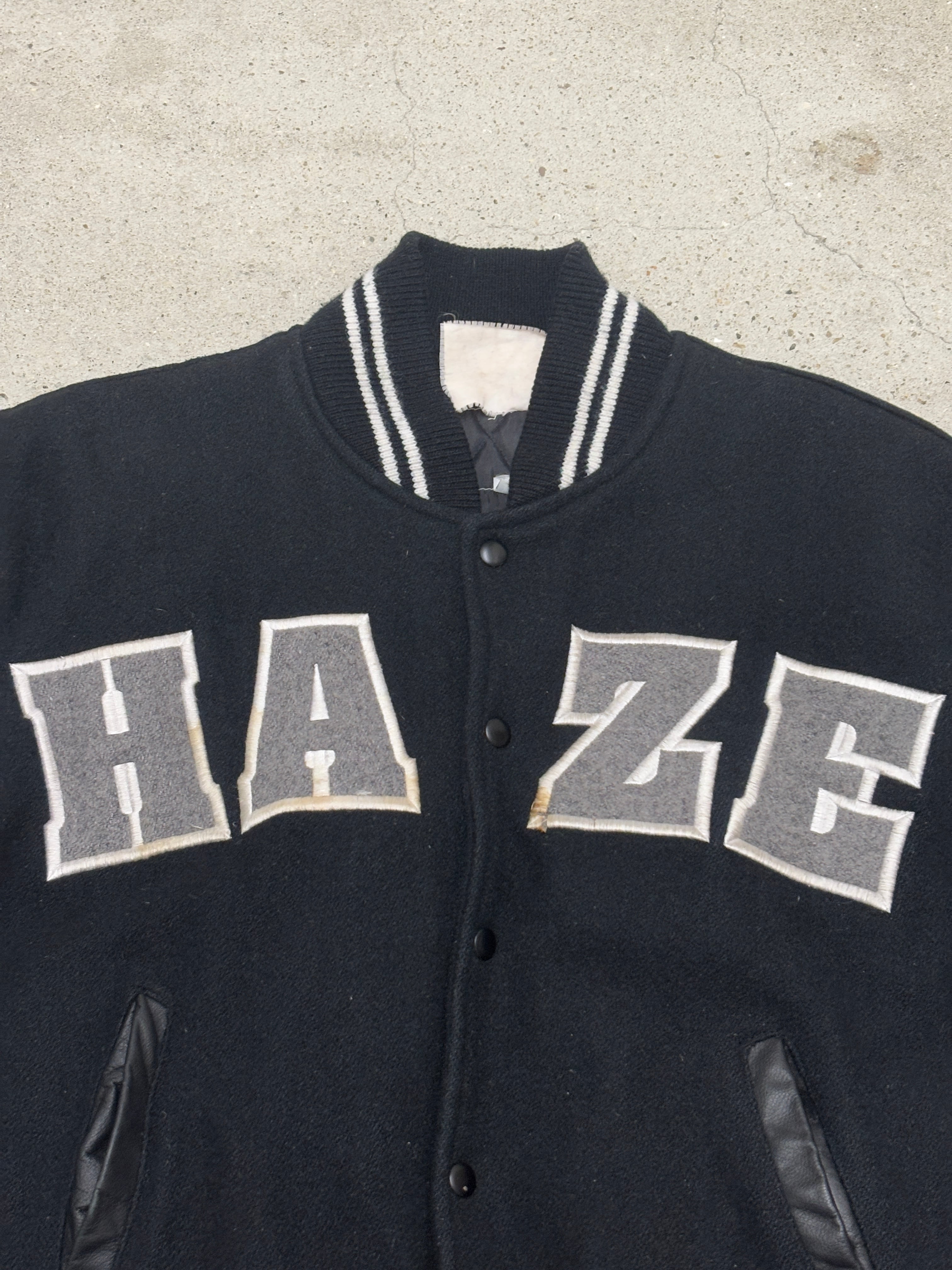 90～00s ERIC HAZE/Varsity Jacket/USA製/M/ロゴワッペン/スタジャン