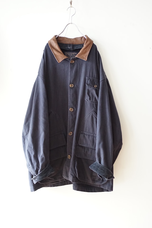 90’s Abercrombie&Fitch -Oversized Leather Collar Coverall Jacket- / XL / アバークロンビー アバクロ カバーオール