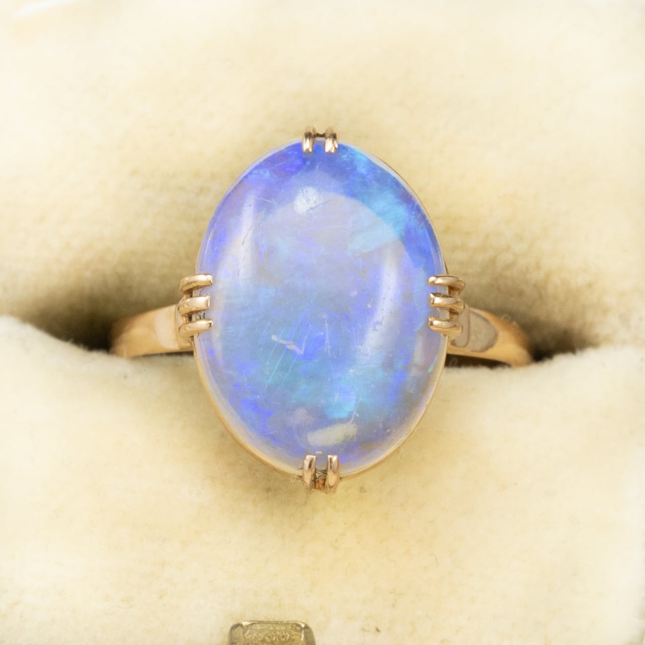 【日本の作品】昭和レトロ デザイン ヴィンテージ ジュエリー K18 オパール 千本透かし ゴールド リング OKR00251