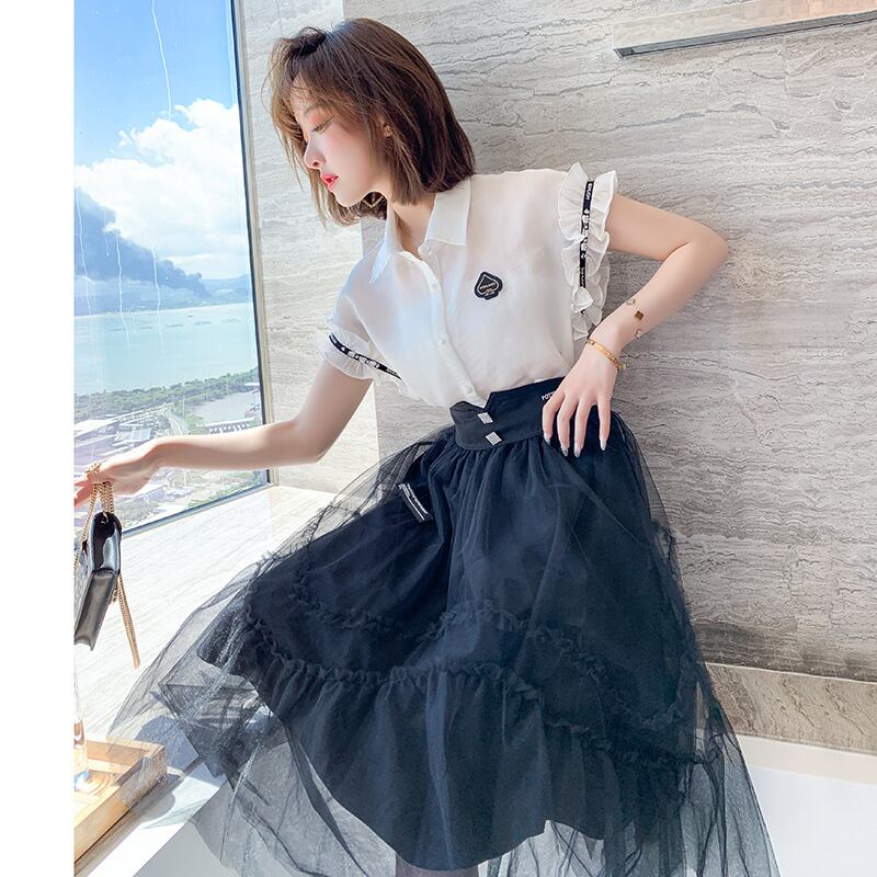 ブラウス ウェスト薄手メッシュスカート サマー 夏物 MIUCO17830830763
