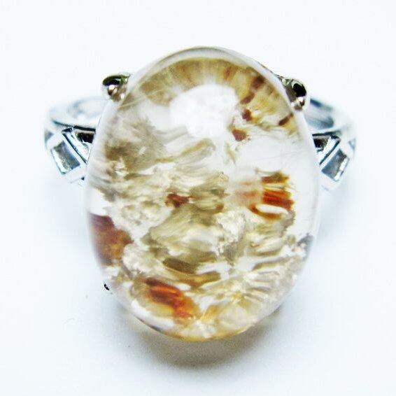 ガーデンクォーツ 指輪 ガーデン水晶 リング フリーサイズ 13号 一点物 メール便可 [M便 1/20] 115-6921