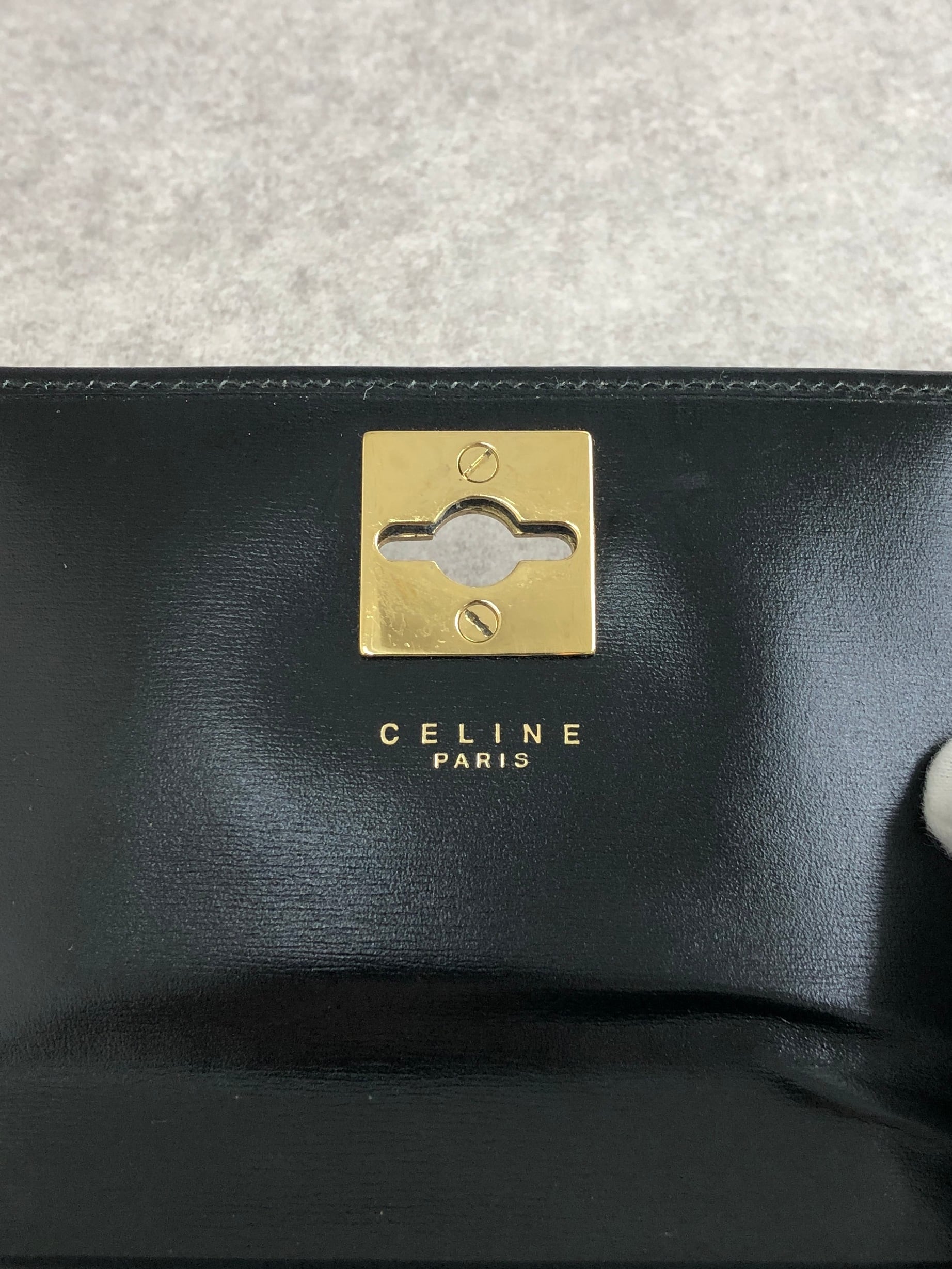 CELINE セリーヌ 財布 ブラック ガンチーニ レザー 3つ折り vintage