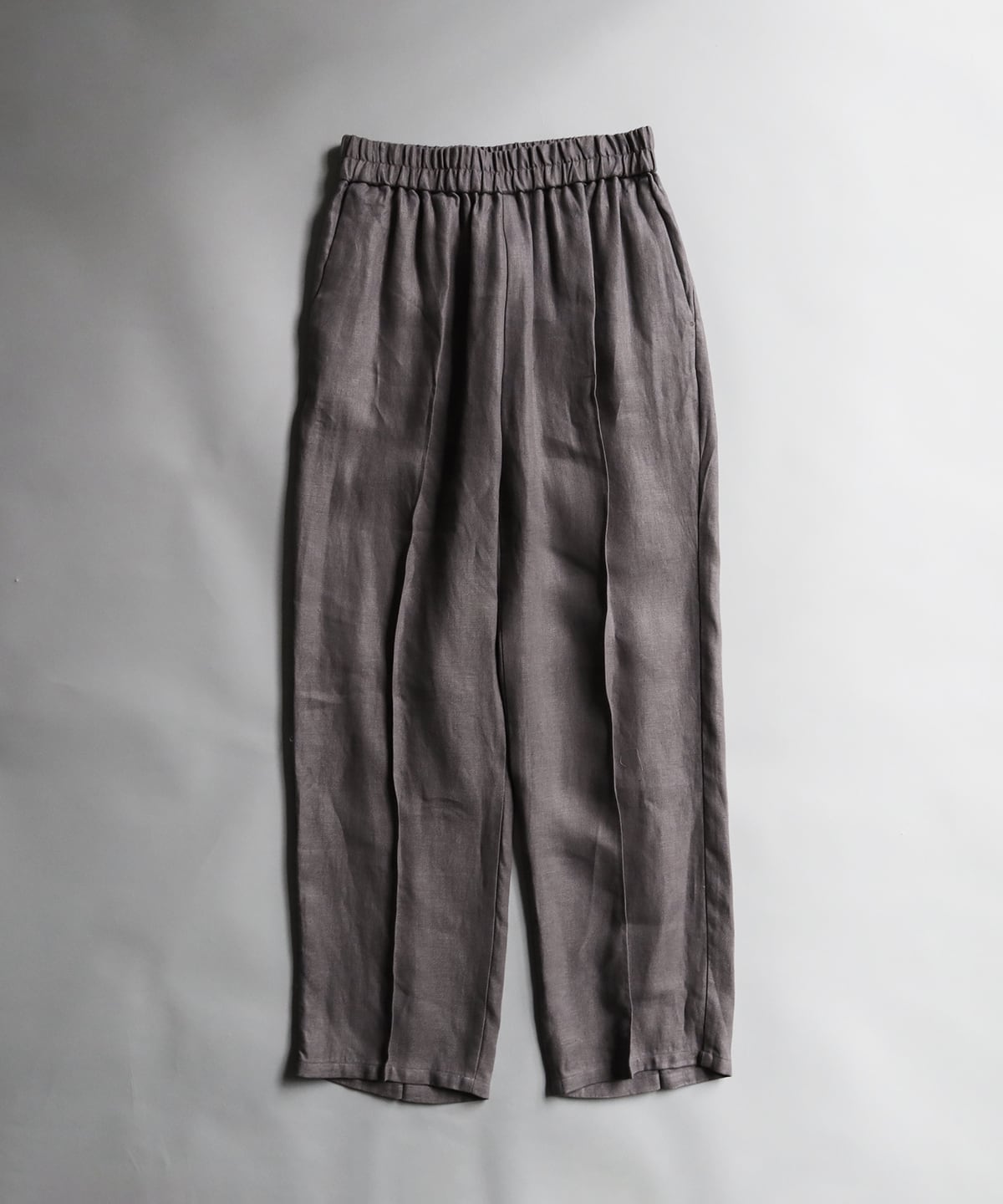 semoh / linen pin tuck easy trousers / gray | Elephant House Inc