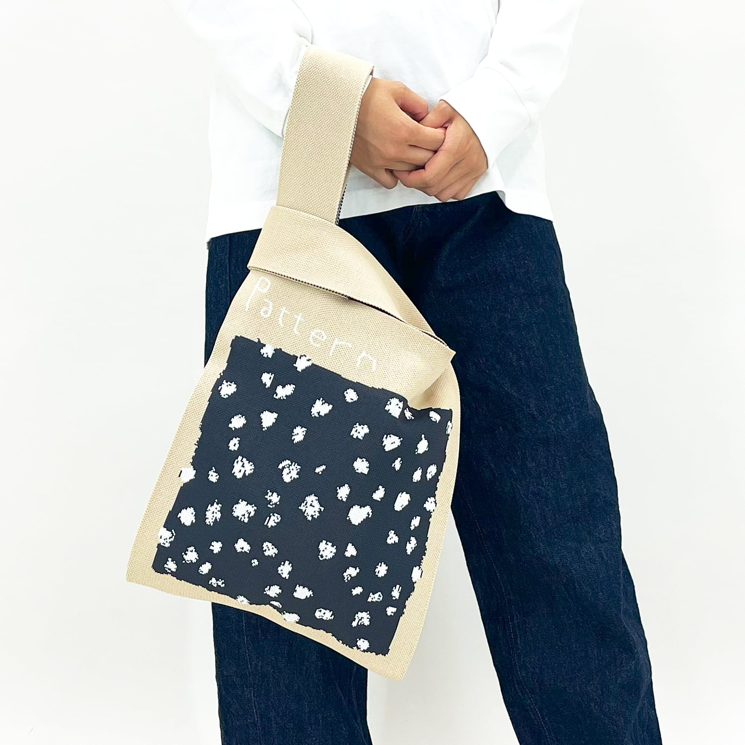 JIN KITAMURA】北村人 KNIT MARCHE BAG ダルメシアン ニットマルシェ