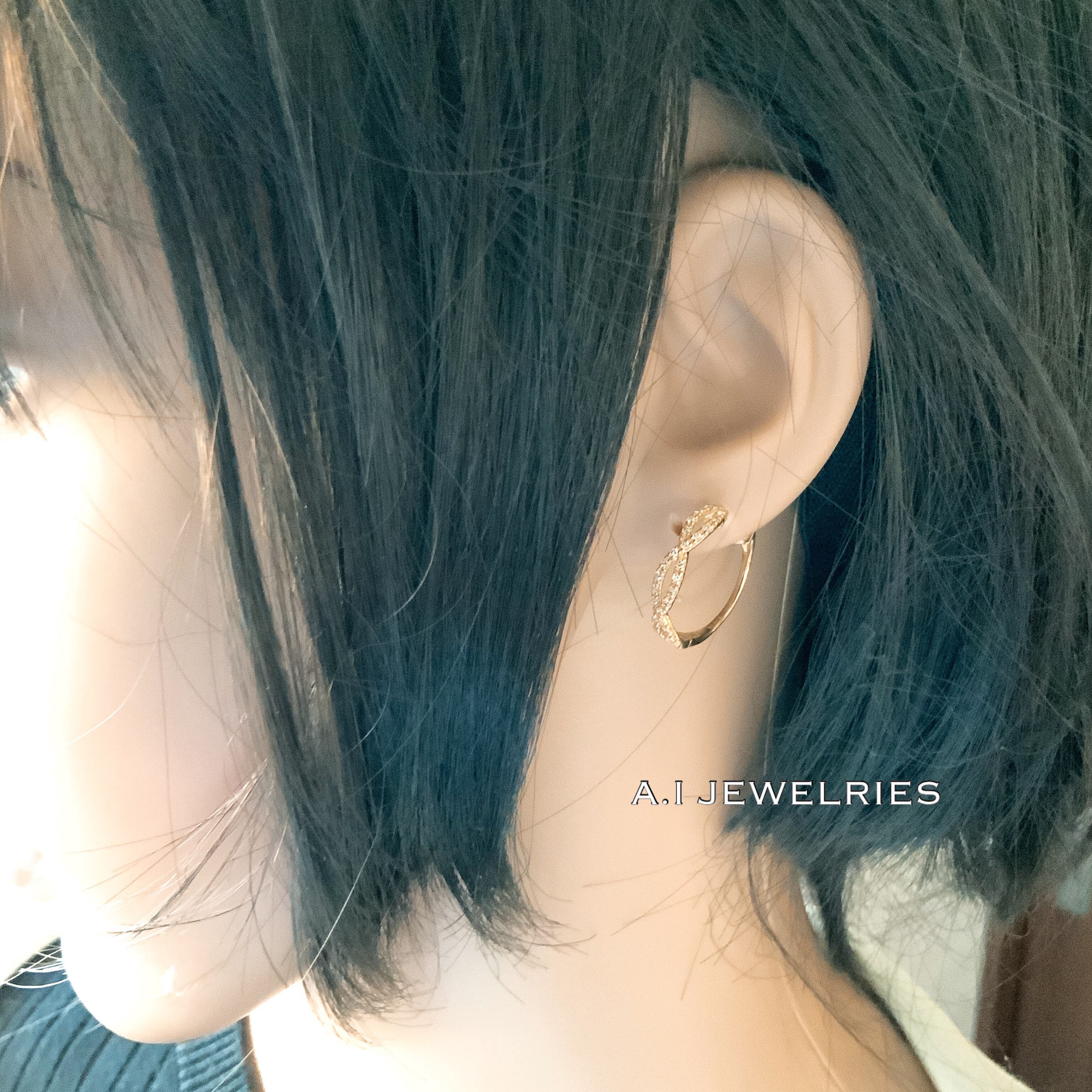 K18ダイヤモンド フープ ピアス 18金 K18 Diamond hoop pierce 品番 ke