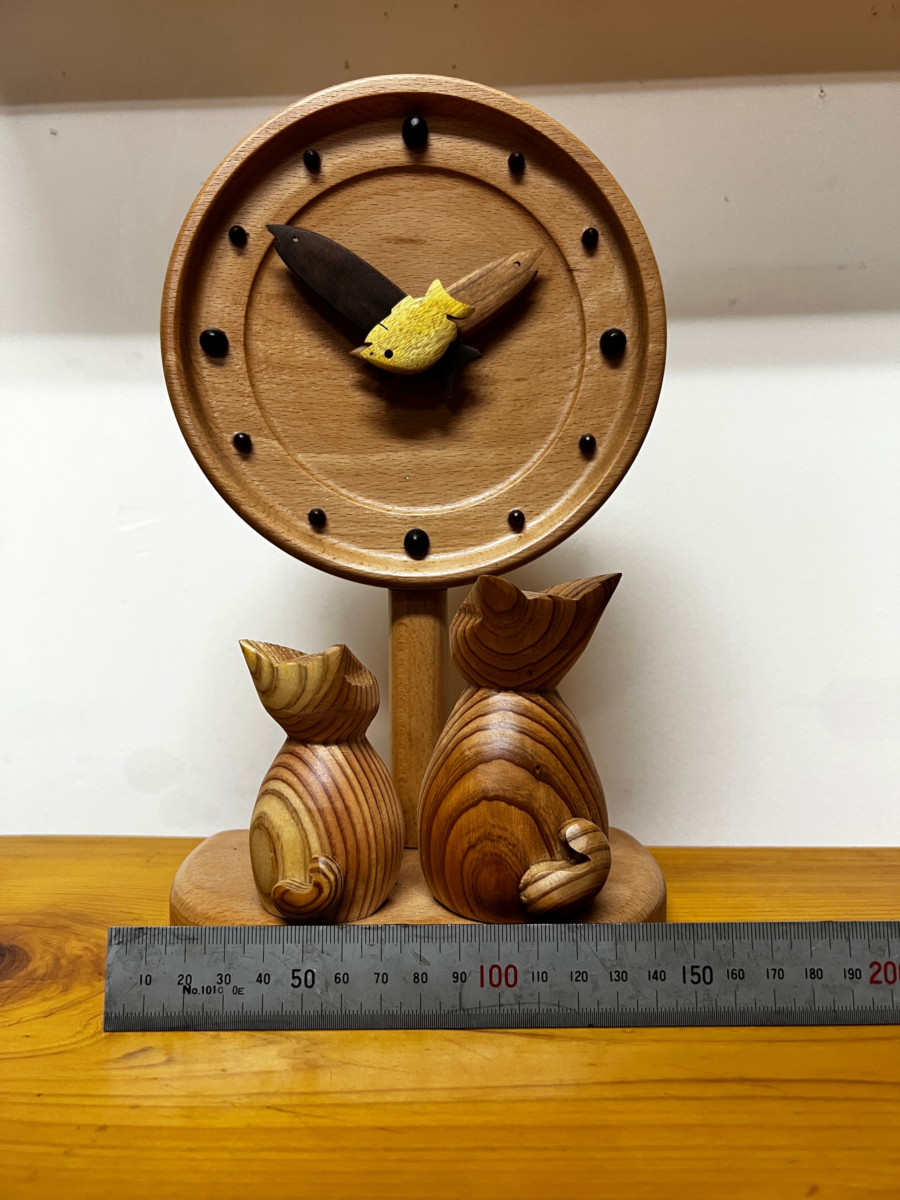 猫と魚の時計 大 | 木工屋.com