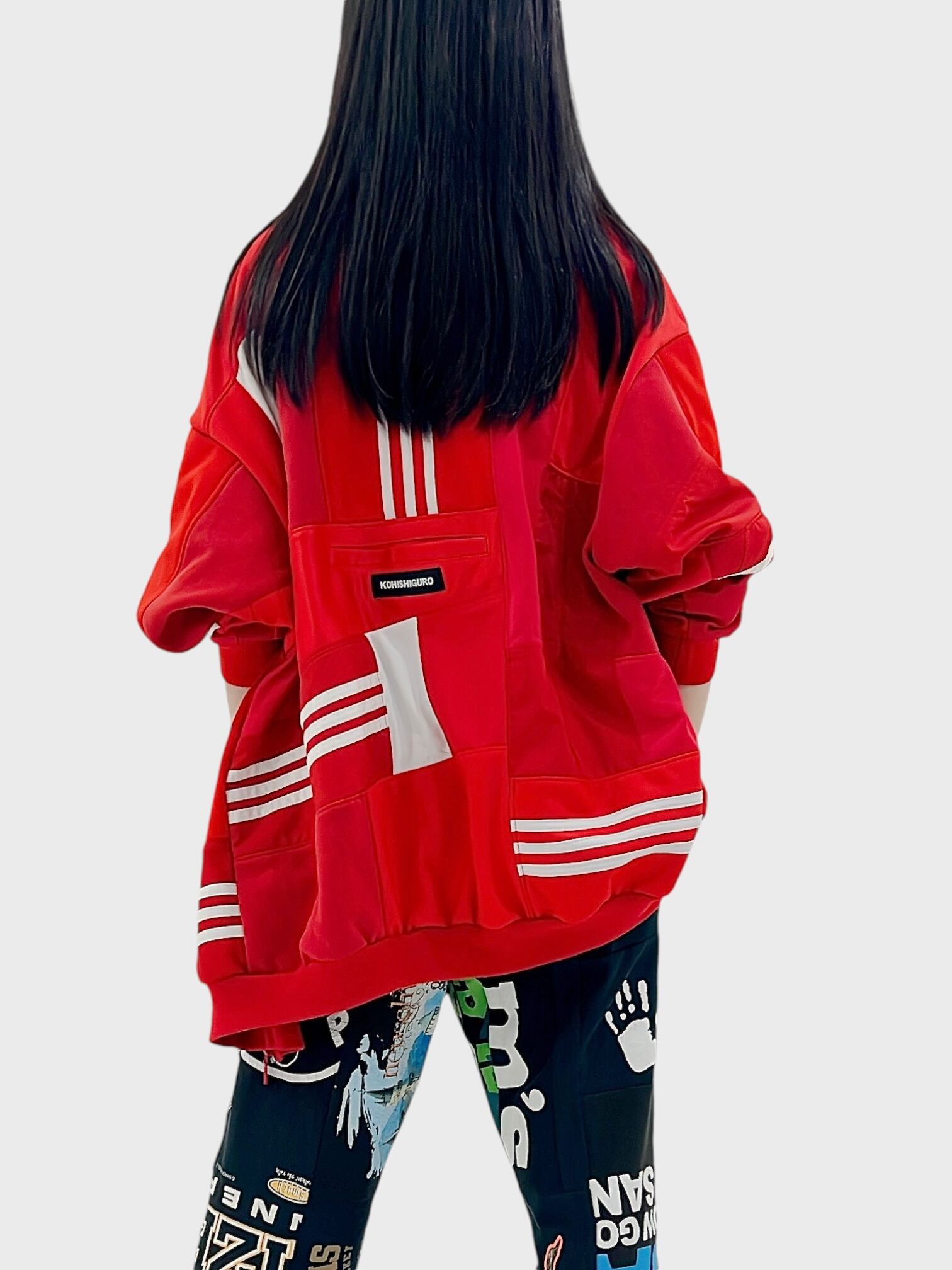 KOH ISHIGURO Upcycled Crazy Patchwork Track Jaket -RED- Woman