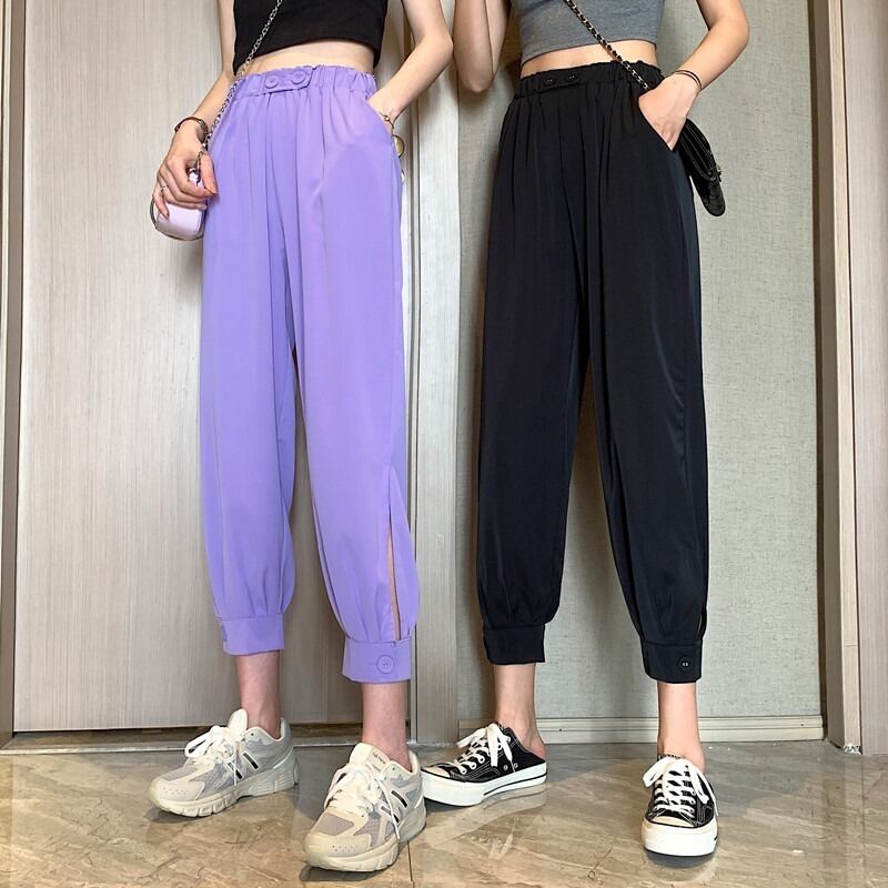 2020年夏のハイウエストハーレムパンツルーズシンカジュアルパンツパンツウエストパンツの新作レディースバージョン 1号婦人10857475592