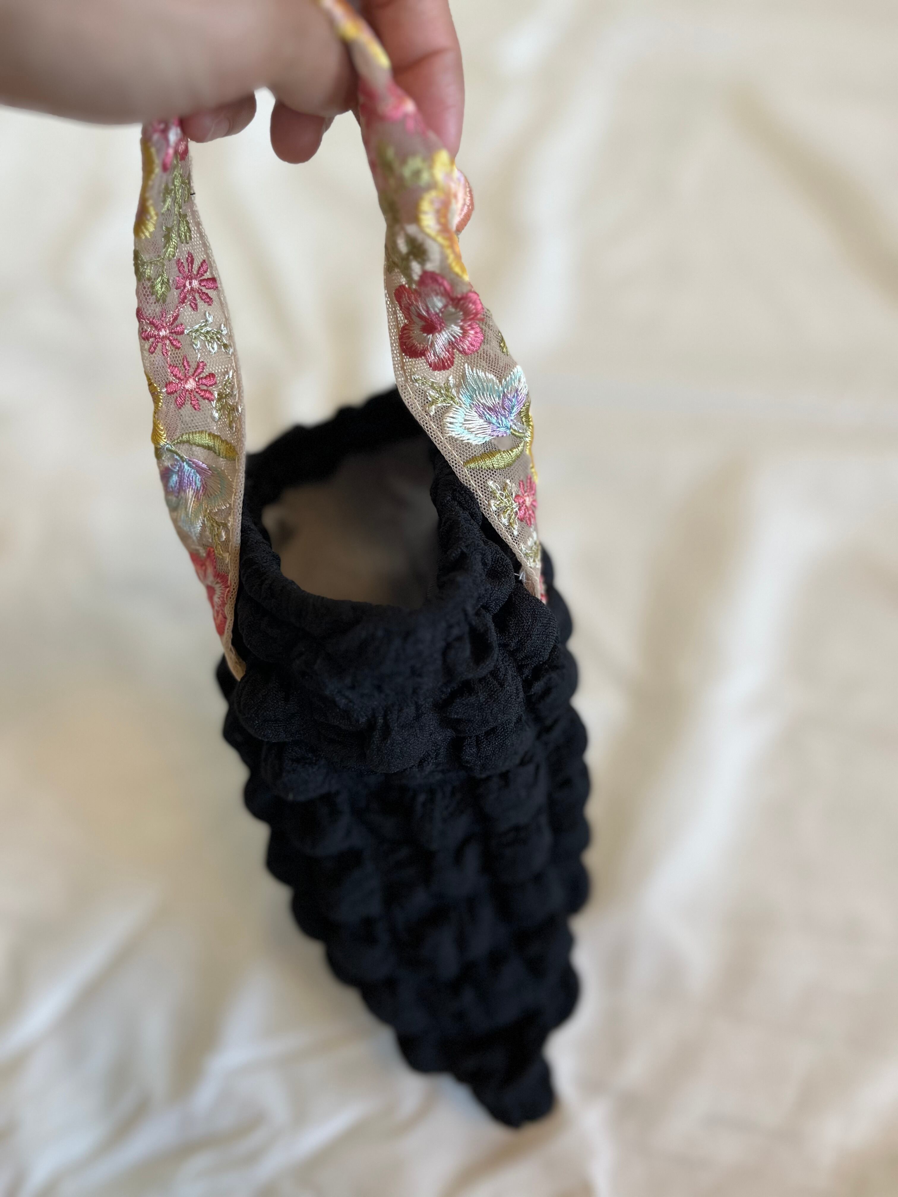 新作 インド刺繍&ワンハンドルバック ポコポコ生地