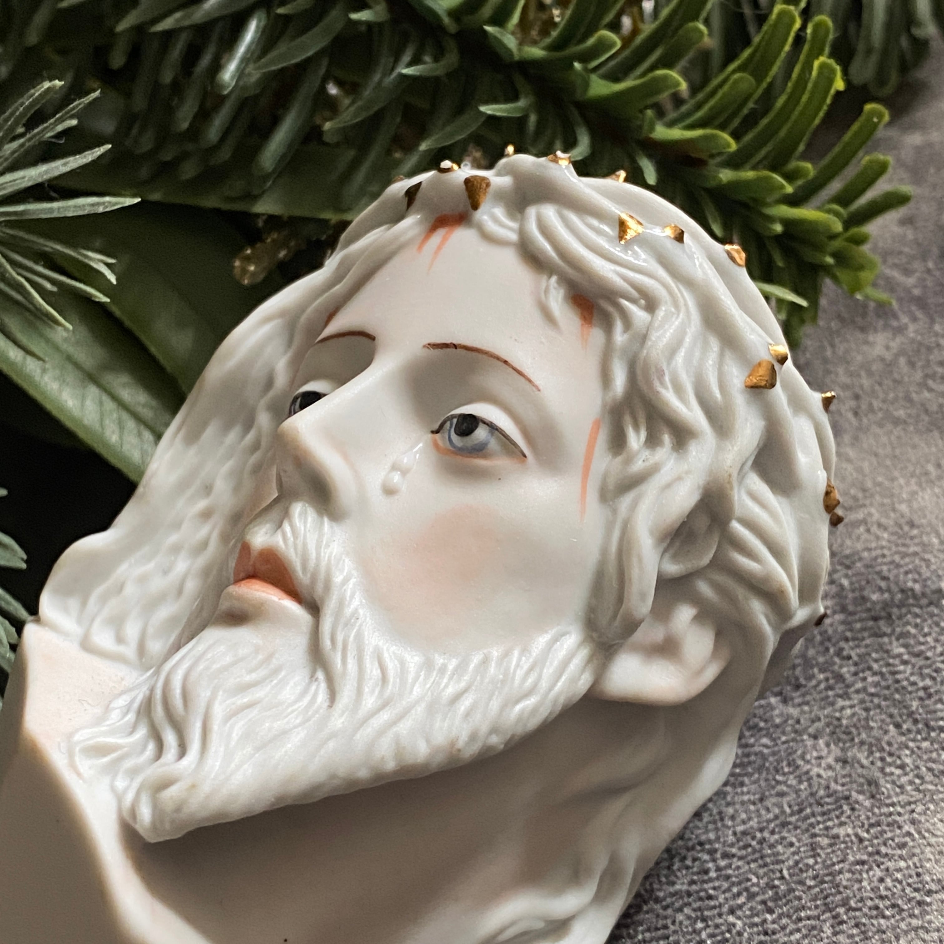 希少《Porcelanas JOPAF》金彩の茨冠✴︎キリストの御顔像 | Antique