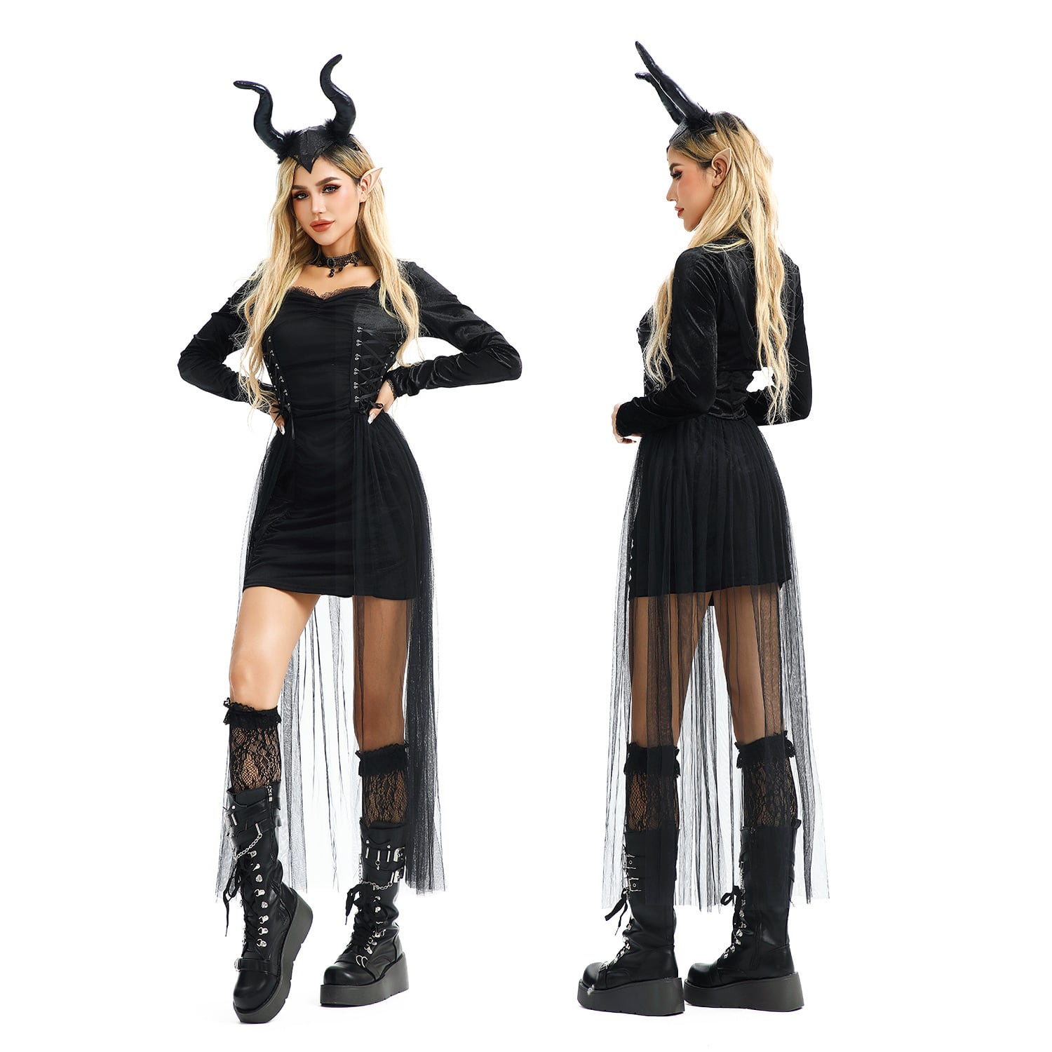 5点セット】 セクシー コスプレ ハロウィン 魔女風 ゴシック パンク風