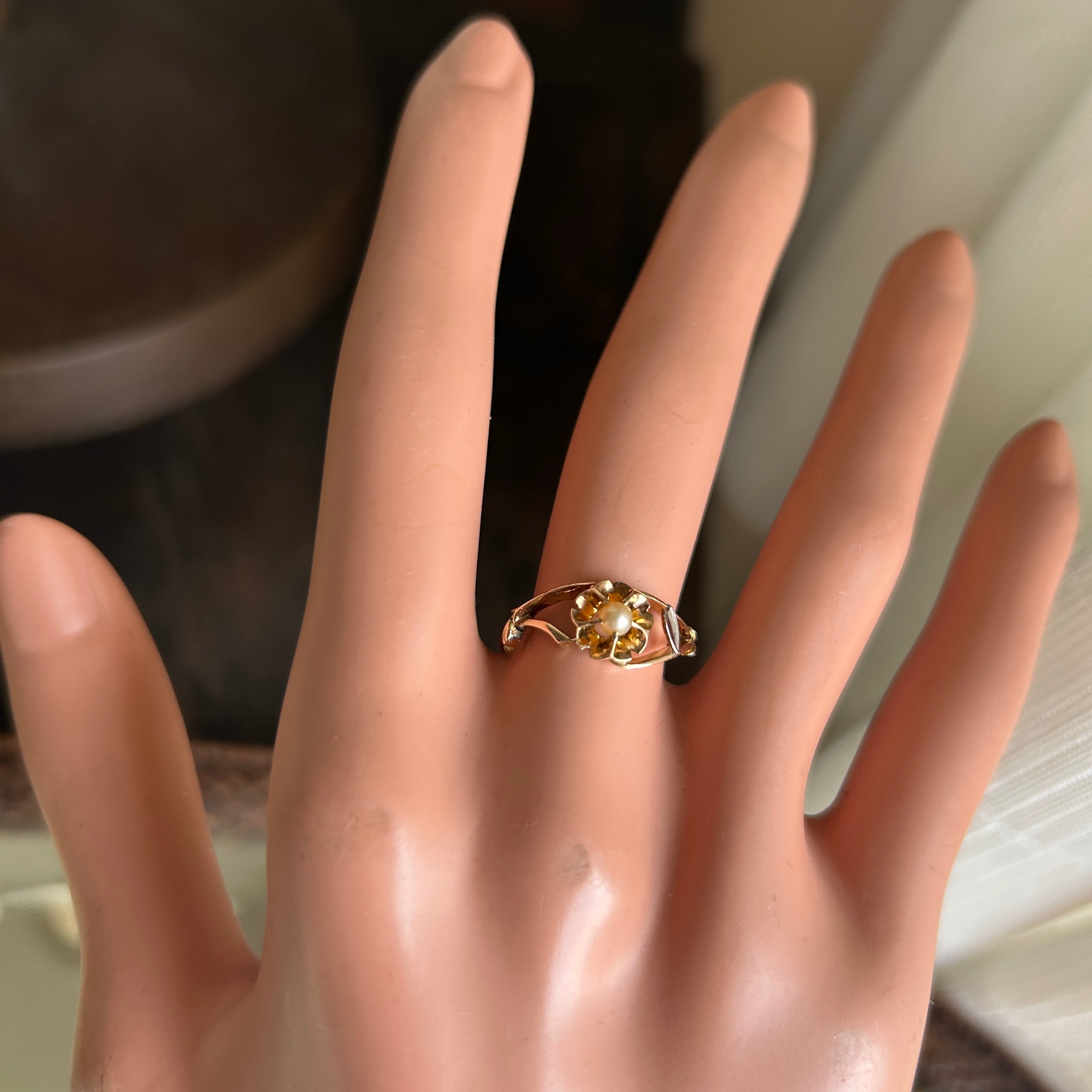 アンティーク　貴重な戦前の桜モチーフリング