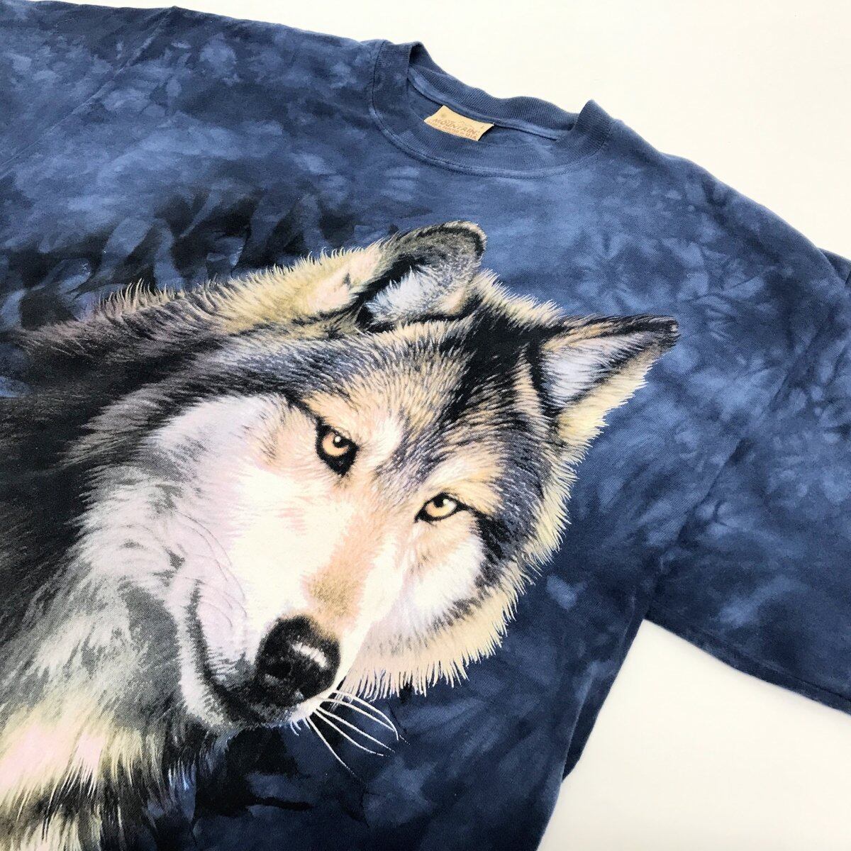 ザ マウンテン00年代 WOLF 狼 アートアニマルプリントTシャツ タイダイ