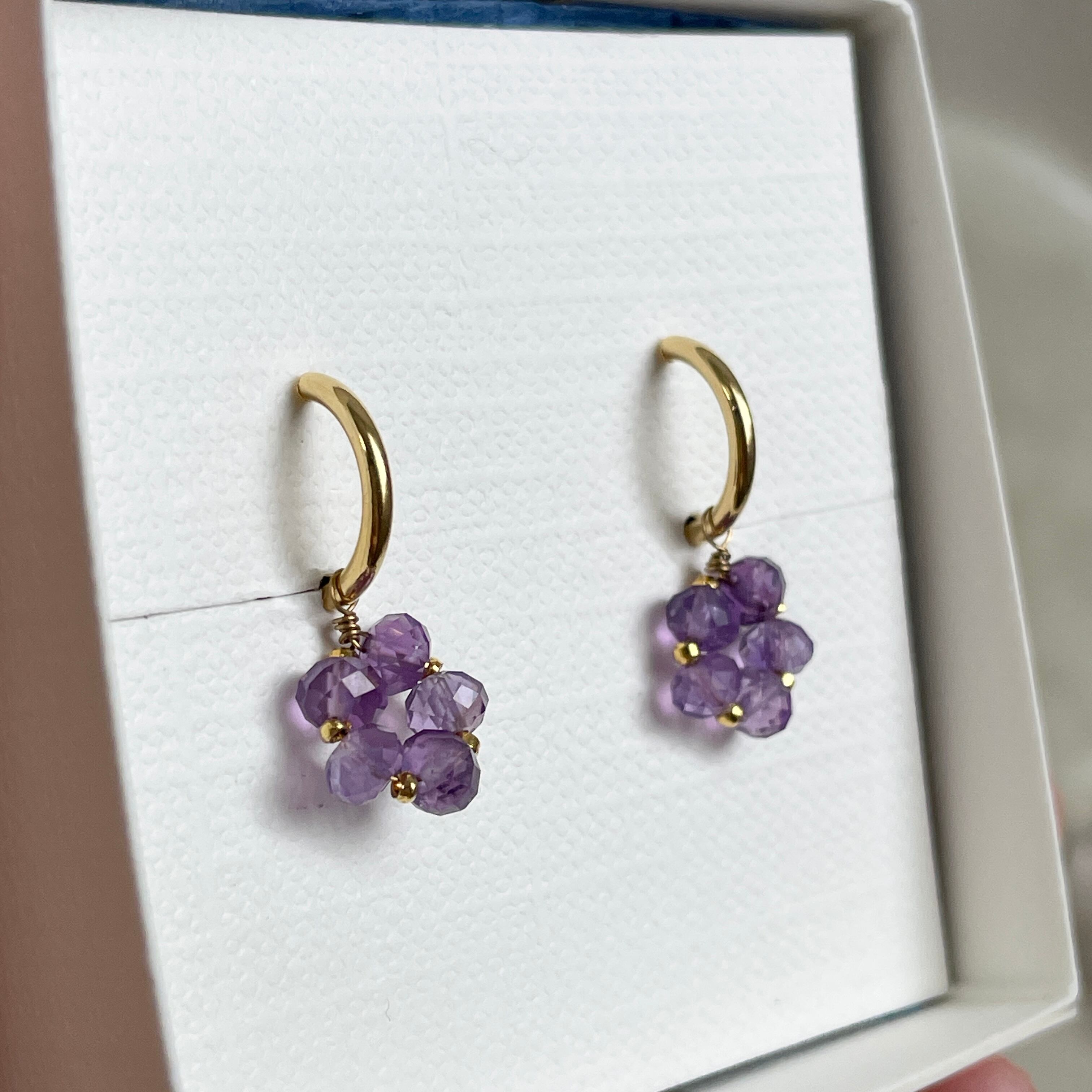 再販【数量限定】147 Gentian -ﾘﾝﾄﾞｳ／ アメジスト イヤリング ピアス