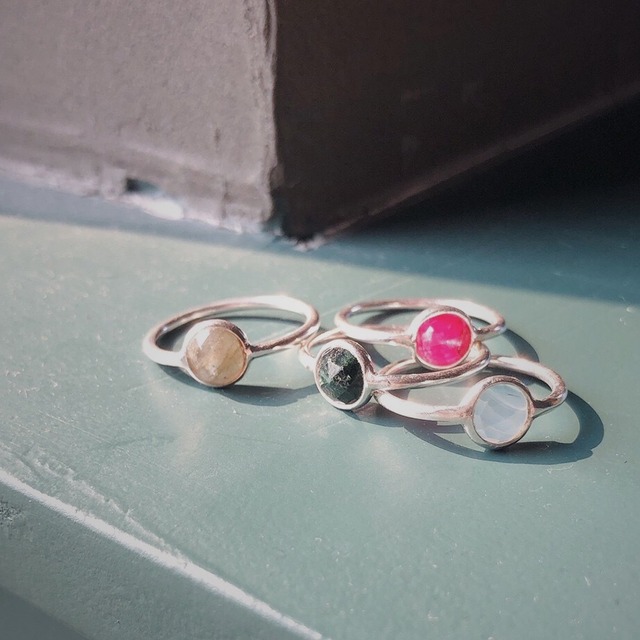 【予約販売】silver925 circle stone silver ring（4colors）3〜21号