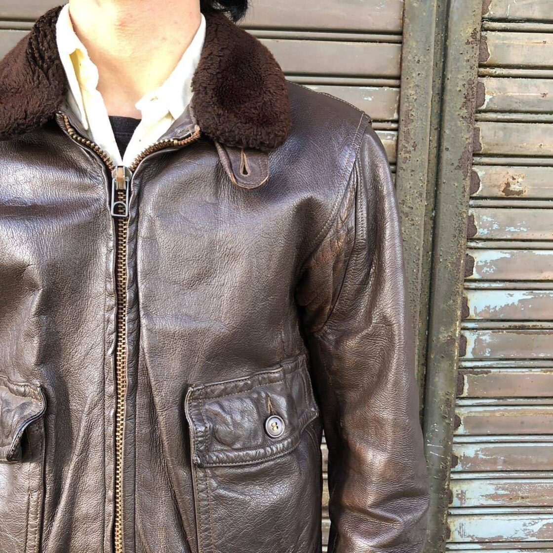 70s 80s 米軍実用 G-1 Mil-J-7823Eレザージャケット ヴィンテージ USN 