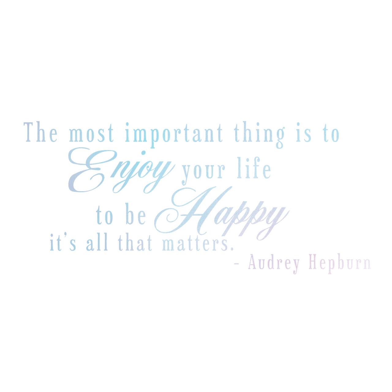 ウォールステッカー オードリーヘップバーン 名言 空ピンク 光沢 英字 大 The most important thing is to enjoy your life スプレーアート