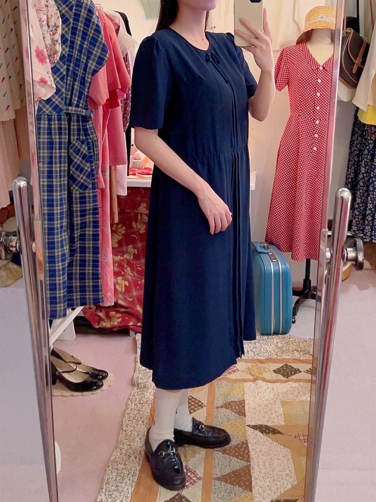 ribbon front pleats one-piece