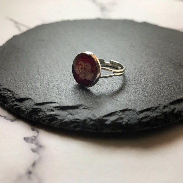 【OEC STUDIO】Broken flowers  ring #red1