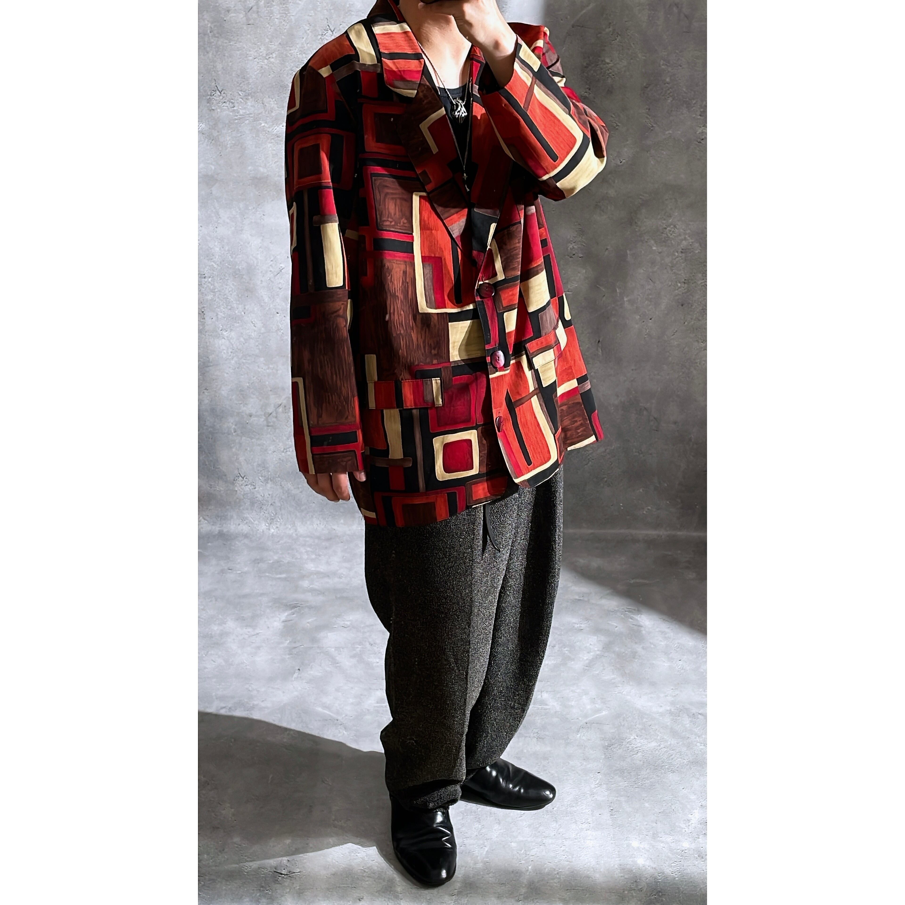 Dark contemporary art pattern design tailored jacket (made in Usa)