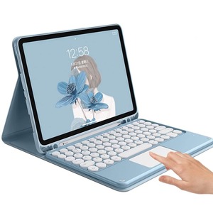 【数量限り】iPad Air 11インチ M3 M2/ Air 第5/4世代 10.9インチ用の キーボード ケース タッチパッド搭載 可愛い 丸型キー iPadAir5 iPadAir4 用の キーボード付き カバー マウス機能 Apple Pencil 収納 (ブルー)