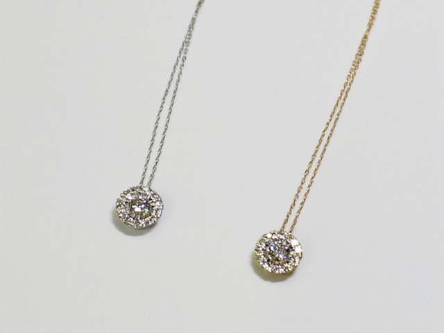 K18WG/YG/PG 0.23ct ダイヤ ペンダントネックレス