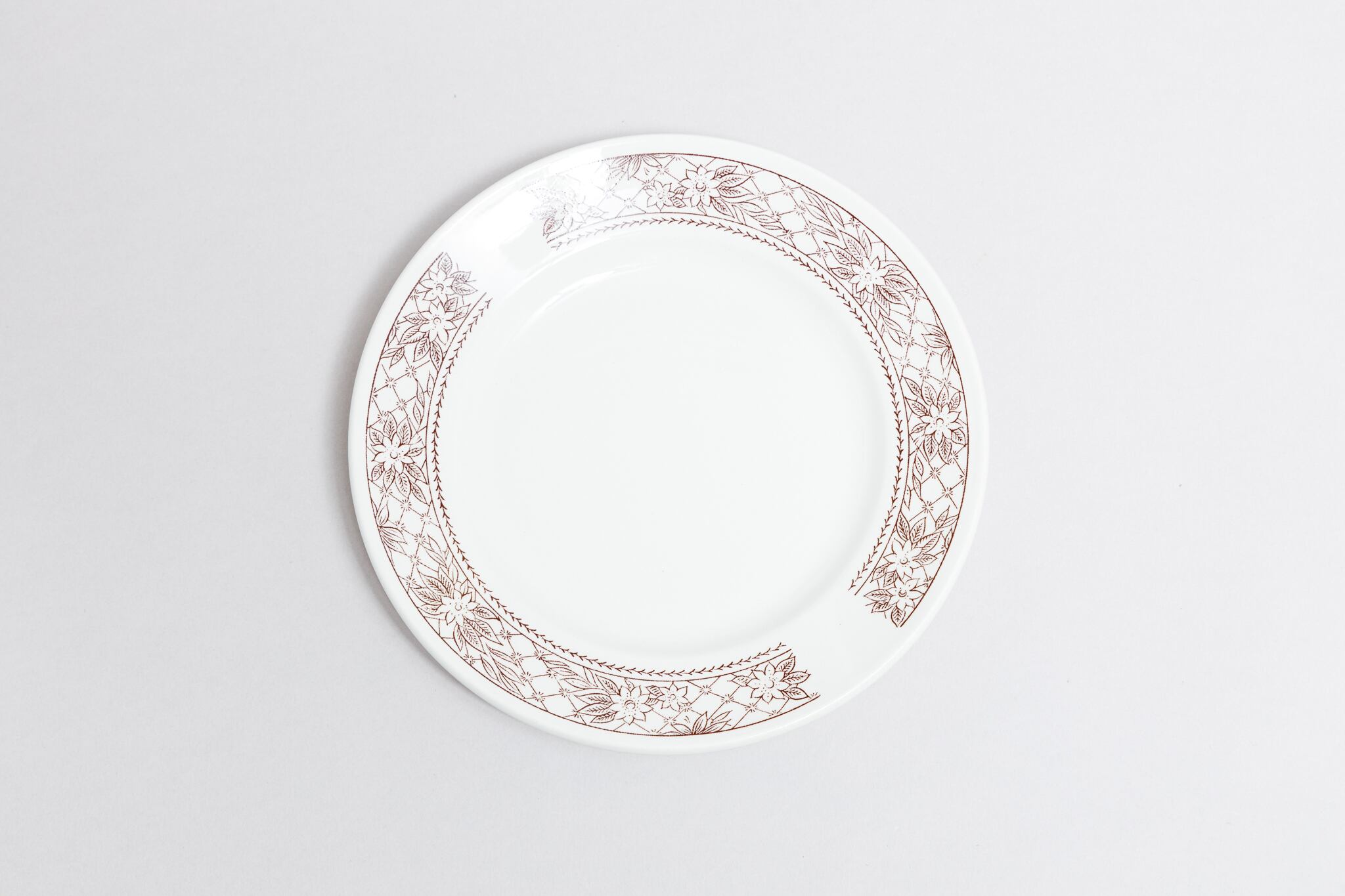 ヴィンテージ幾何学的茶色の花柄皿 コナコヴァ陶器工場 旧ソ連 0391