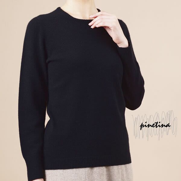 美品＊エイトン カシミヤクルーネックプルオーバー M~L パープル