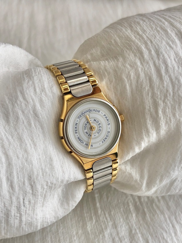 Yves Saint Laurent イヴ・サンローラン 腕時計 ゴールド ステンレススチール クウォーツ 281412 vintage ヴィンテージ オールド g43shg