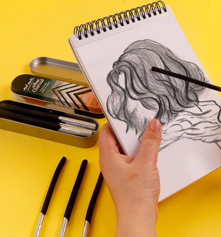 【特価処分】画用木炭 10本セット チャコール 芯抜き 木炭 デッサン 画材用筆 描きやすい 柳の木炭筆 ソフト 絵画 素描 スケッチ 画用木炭筆 美大生 初心者 デザイン 木炭スティック 缶ケース入り チャコール