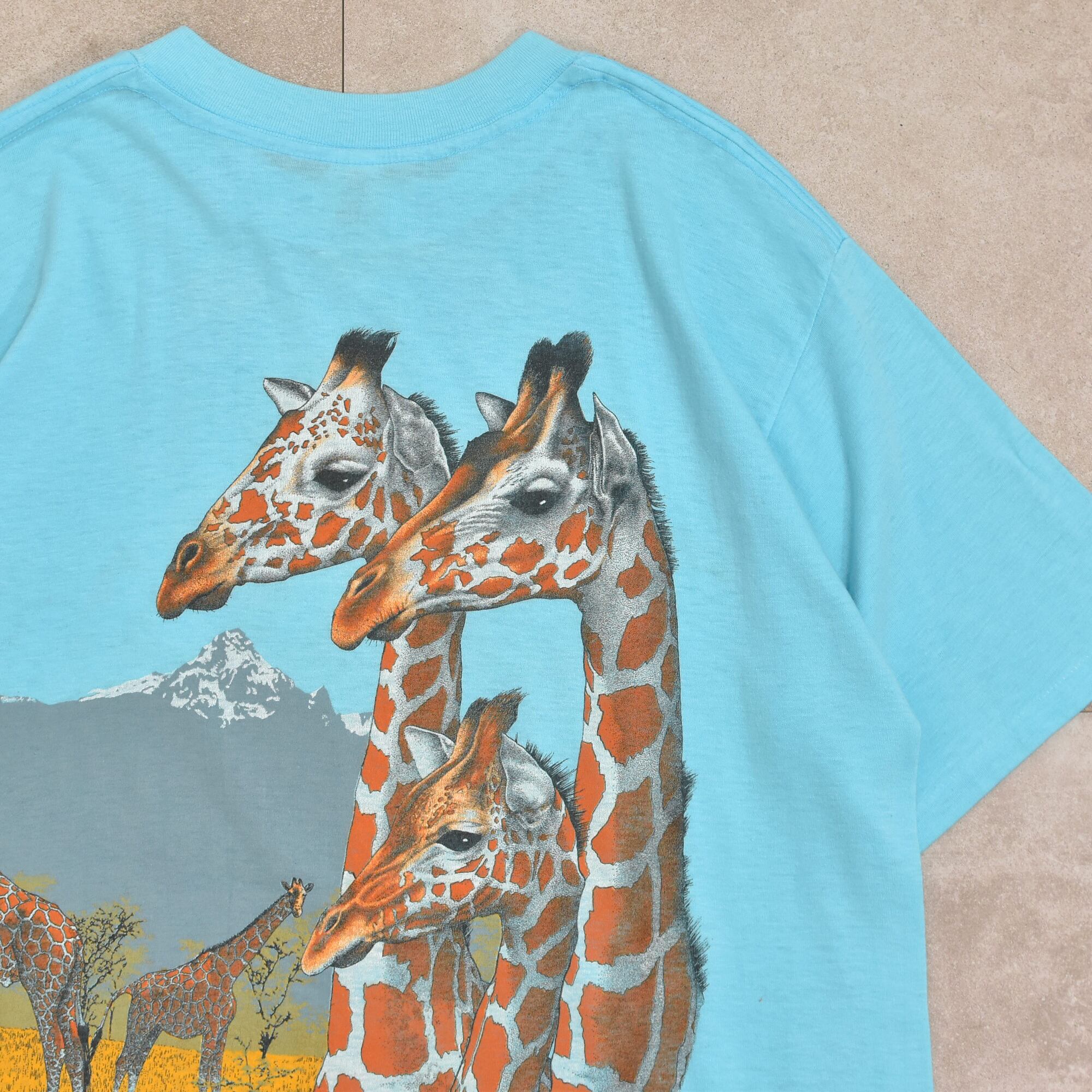 80s~ USA Harlequin Nature Graphics giraffe T-shirt