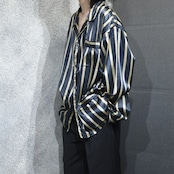 stripe pattern satin pajama shirt