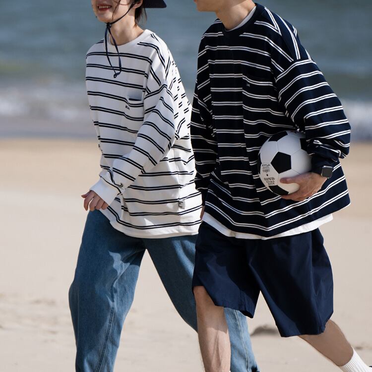 ★STRIPED ROUND NECK SHIRT　　17185