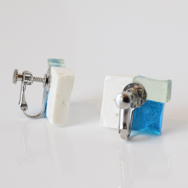 【ベーシック】イヤリングL　黄緑×オレンジ×クリア