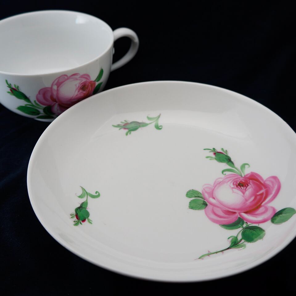 マイセン カップ＆ソーサー ピンクローズ | アンティークと台湾茶の店