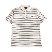 Canterbury カンタベリー ボーダー柄 半袖 ポロシャツ L/ ホワイト系 メンズ ラグビー