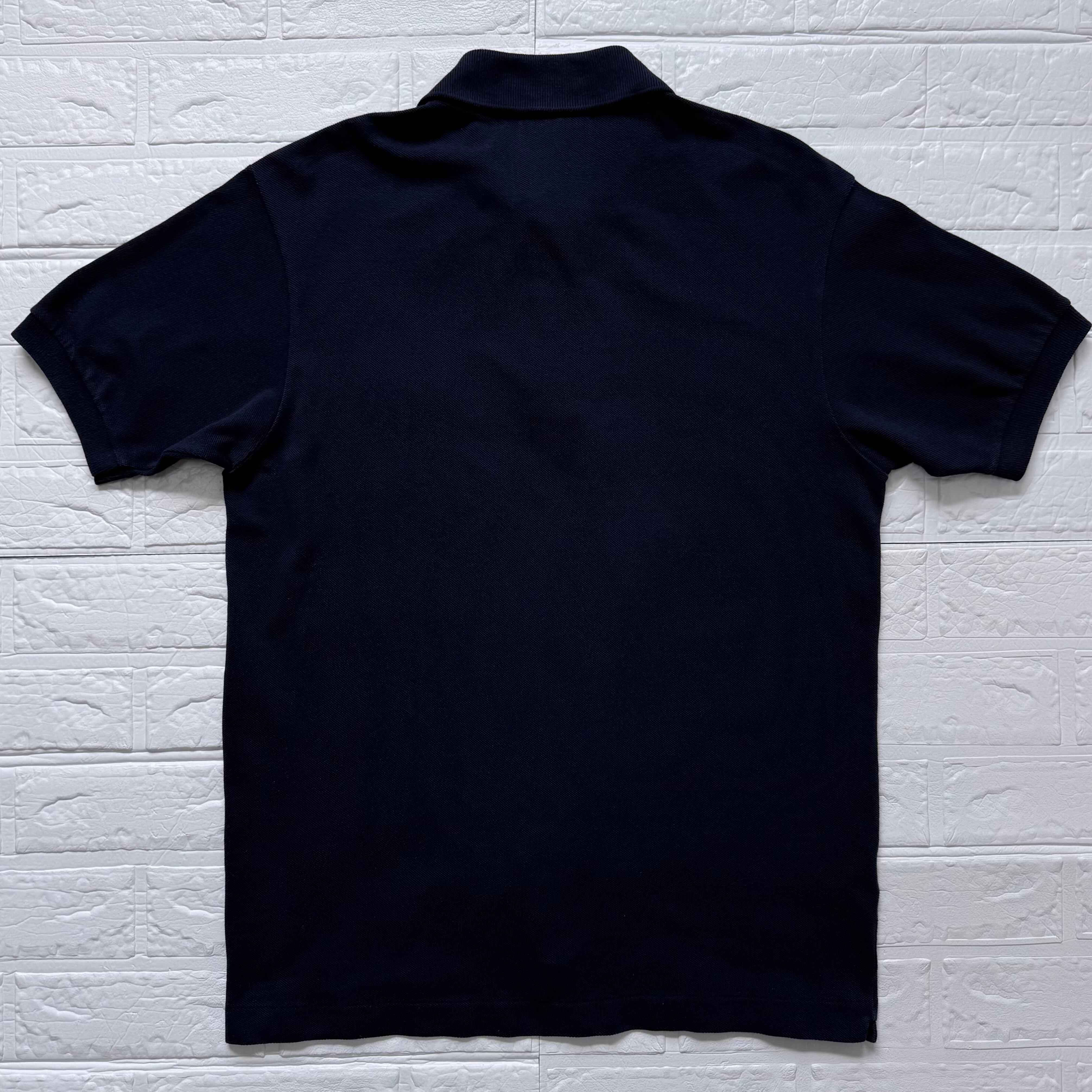 LACOSTE フランス製 L1212 コットン 鹿子 半袖ポロシャツ ネイビー