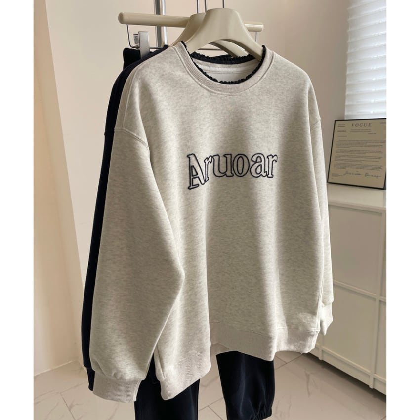 logo-embroidered lace sweatshirt　J00452